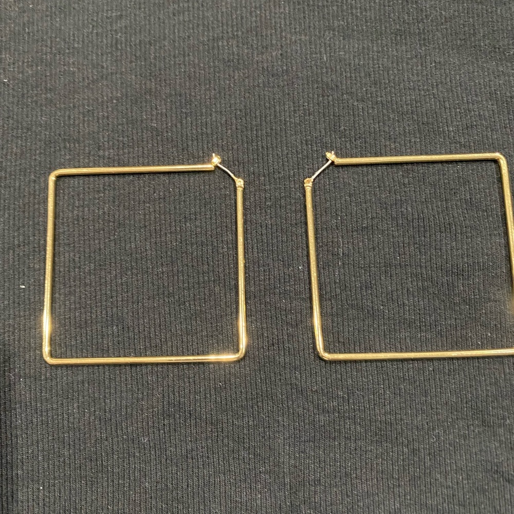 Uncommon James gold square hoops. Statement earrings. 2 Inches.